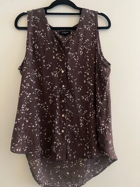 Eclipse Floral Button-Front Sleeveless Blouse